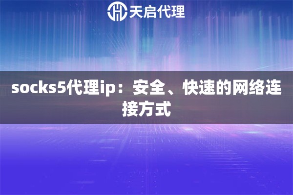 socks5代理ip：安全、快速的網絡連接方式