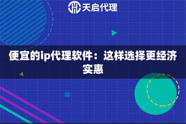 便宜的ip代理軟件：這樣選擇更經濟實惠