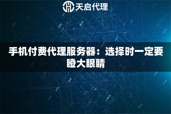 手機付費代理服務器：選擇時一定要瞪大眼睛
