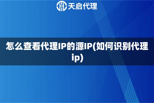 怎么查看代理IP的源IP(如何識別代理ip)
