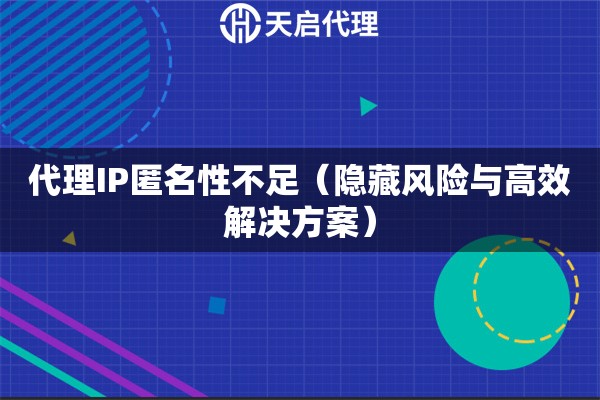 代理IP匿名性不足（隱藏風(fēng)險(xiǎn)與高效解決方案）
