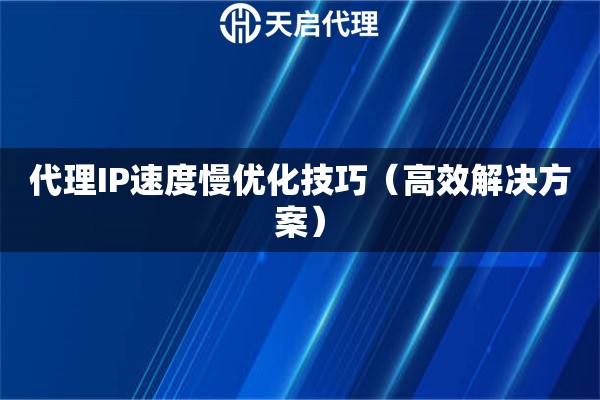 代理IP速度慢優化技巧（高效解決方案）