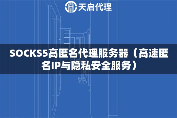 SOCKS5高匿名代理服務器（高速匿名IP與隱私安全服務）