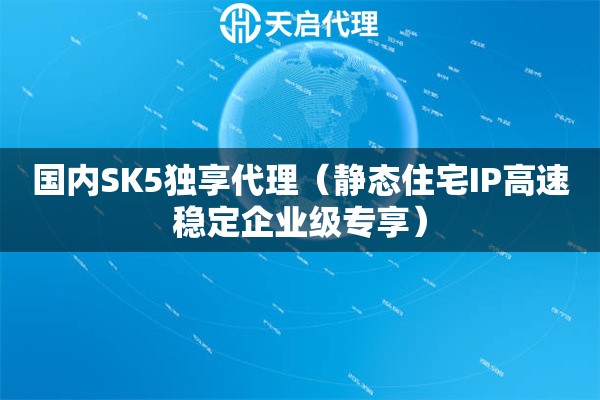 國內SK5獨享代理（靜態住宅IP高速穩定企業級專享）