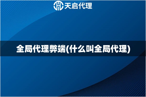 全局代理弊端(什么叫全局代理)