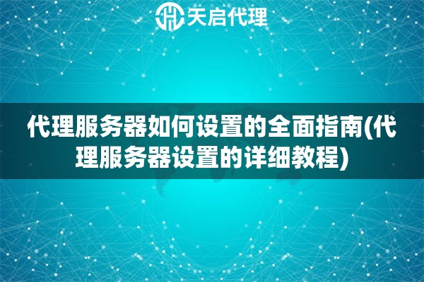 代理服務器如何設置的全面指南(代理服務器設置的詳細教程)