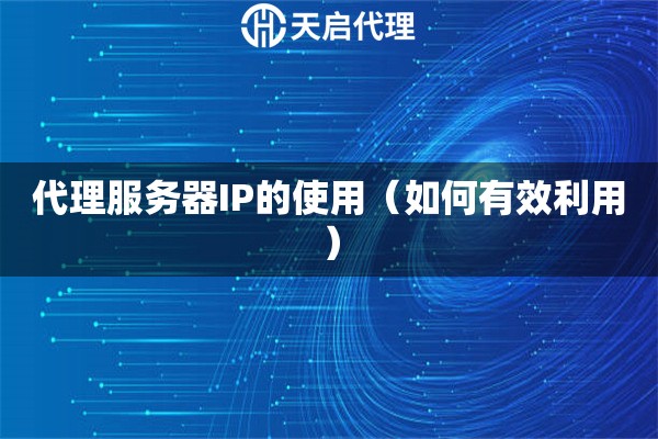 代理服務器IP的使用（如何有效利用）
