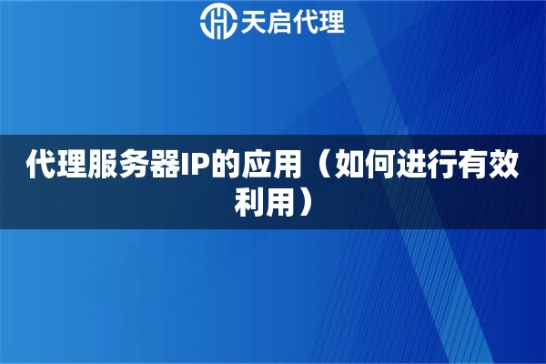 代理服務器IP的應用（如何進行有效利用）